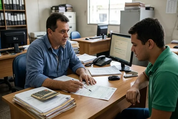 Profissional dando dicas sobre regularização de documentos.