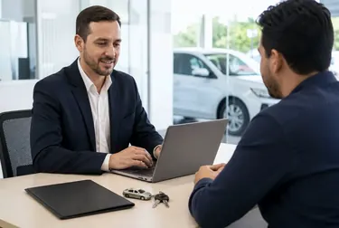 Profissional realizando o processo de licenciamento de veículo.
